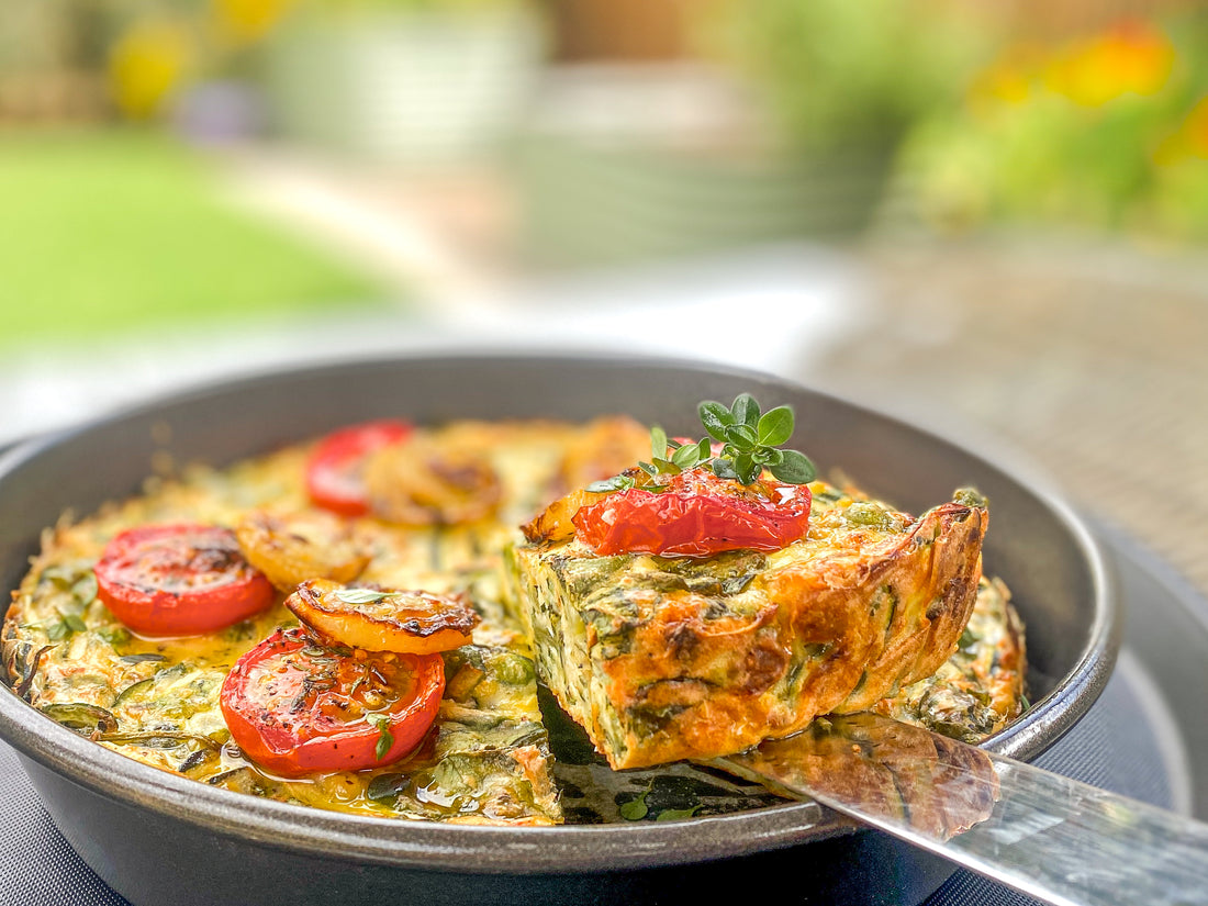 Roasted Tomato, Zucchini & Cheddar Slice