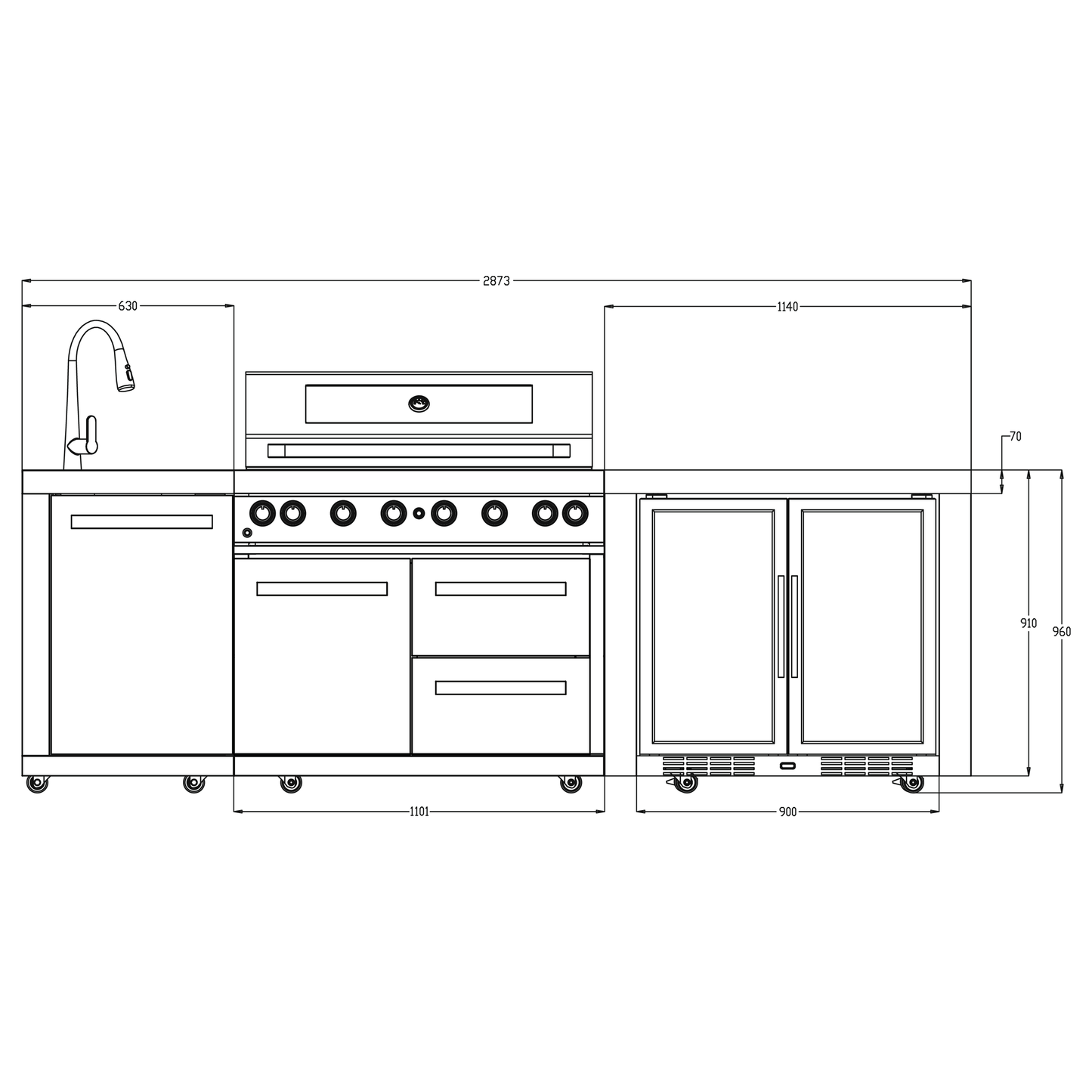 NBLPC‐21B Six Burner Freestanding BBQ